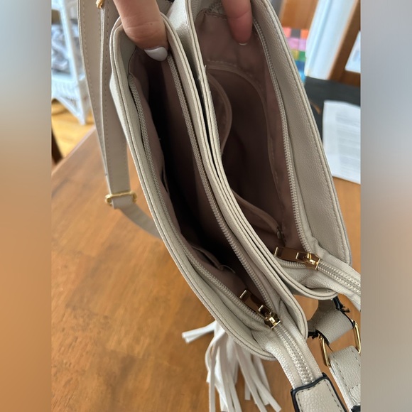 Purse/Cross Body- adjustable straps - beige, zipper pockets - Picture 3 of 3